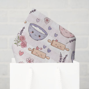Papel De Seda Cozinha Kawaii Coração Assando Rosa Branco Roxo