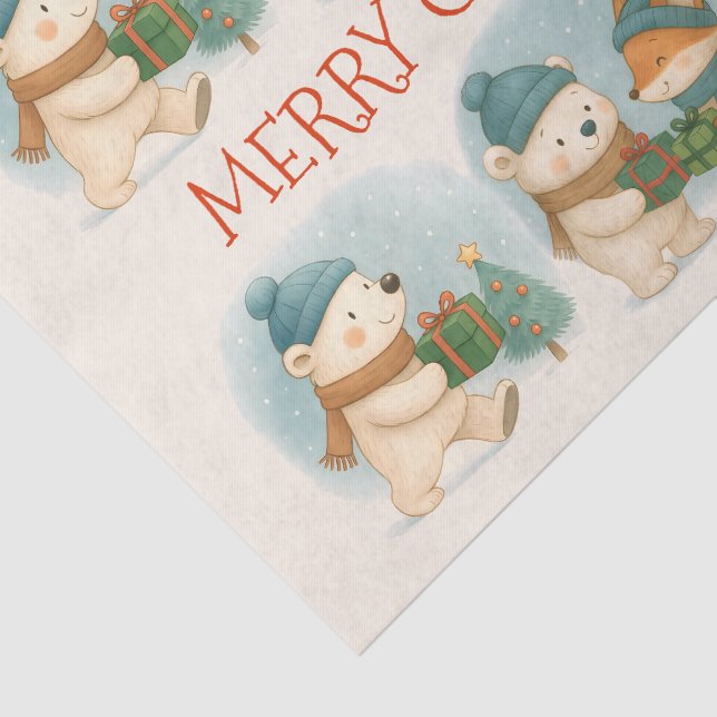 Papel De Seda Cozy Christmas Animals Tissue Paper (Detalhes)
