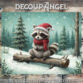 Papel De Seda Cozy Raccoon em Xmas Cheer - Decoupage -