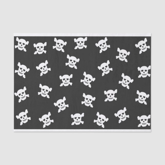 Papel De Seda Crânio branco e Crossbone no preto (Frente )