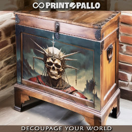 Papel De Seda Crânio coroado em armadura -