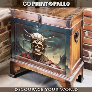 Papel De Seda Crânio coroado em armadura -