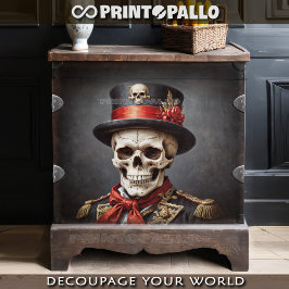 Papel De Seda Crânio de general antigo com uniforme militar, cha