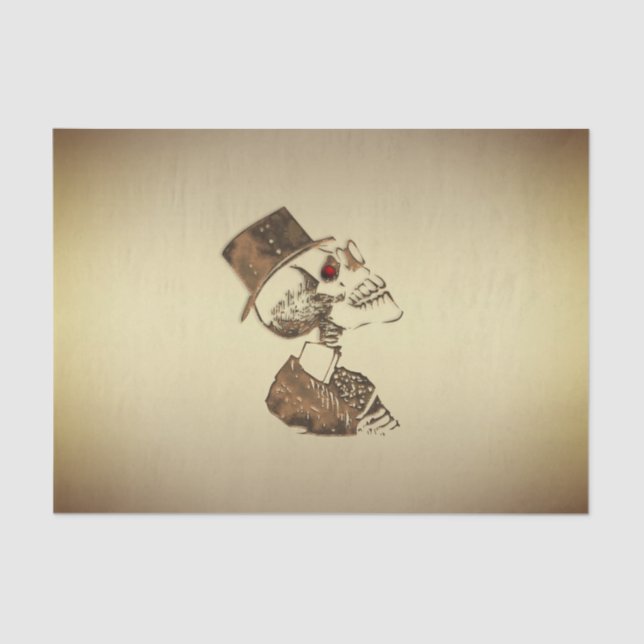 Papel De Seda Crânio de Steampunk no ouro (Frente )