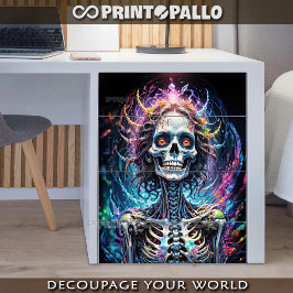 Papel De Seda Crânio de tinta respingada em um mundo de cores ma