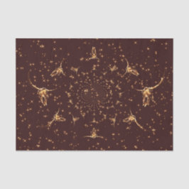 Papel De Seda Crânio de Vaca Dourada Glitter Ocidental Castanho