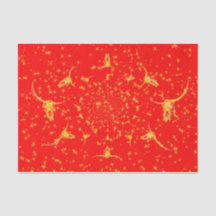 Crânio de Vaca Dourada Vermelha brilhante no Oeste