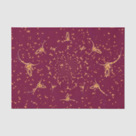 Papel De Seda Crânio de Vaca Dourado Ocidental Burgundy Feminino