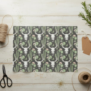 Papel De Seda Crânio e cacto de vaca ocidental