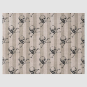 Papel De Seda Crânio e ossos cruzados na Decoupage de Tan Strip