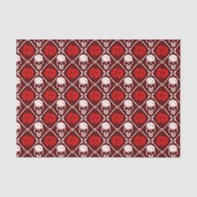 Papel De Seda crânio e rosas (Frente )
