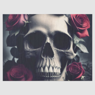 Papel De Seda Crânio e Rosas de morte gótica
