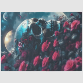 Papel De Seda Crânio Floral