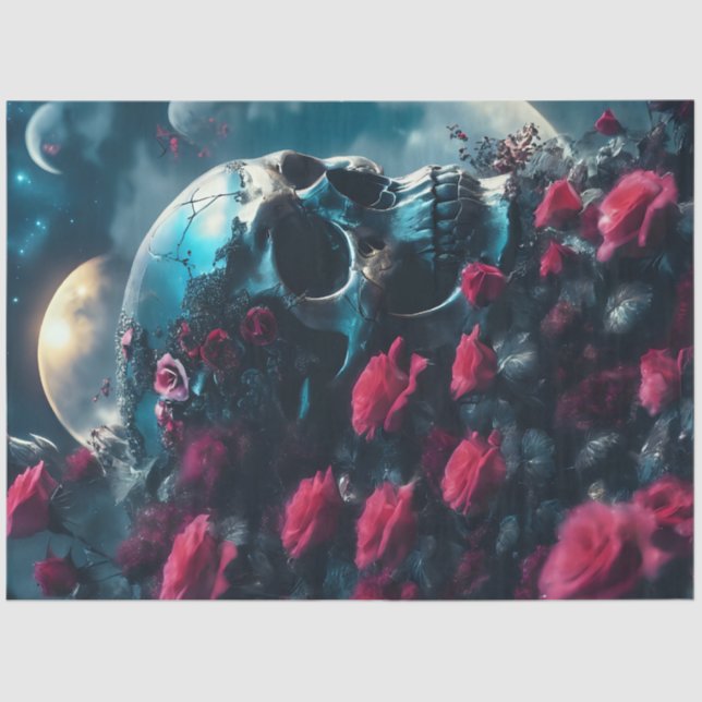 Papel De Seda Crânio Floral (Frente )