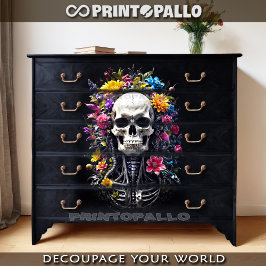 Papel De Seda Crânio florido - Flor de Halloween