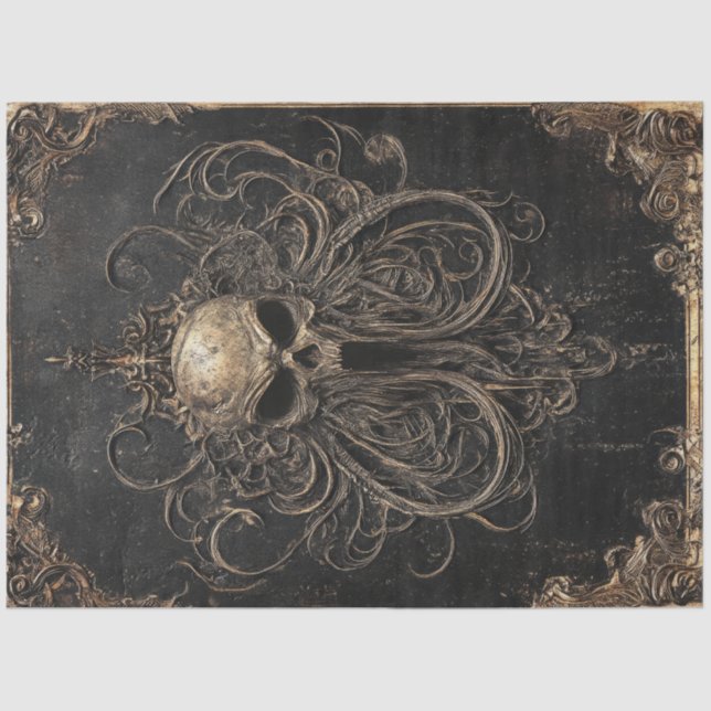 Papel De Seda Crânio Gótico (Frente )