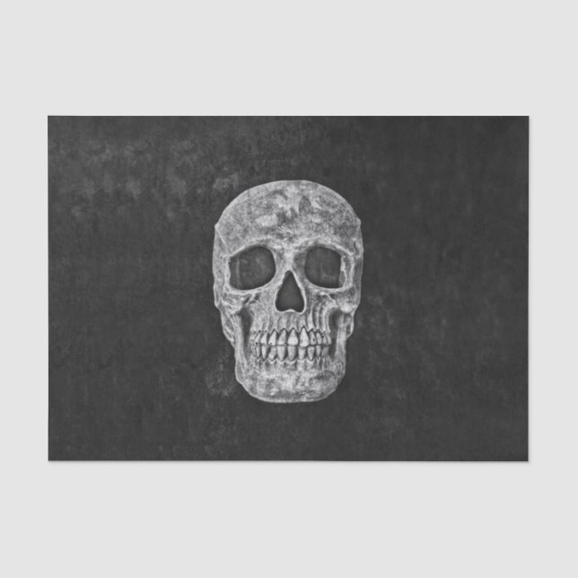 Papel De Seda Crânio gótico do Grunge preto e branco (Frente )