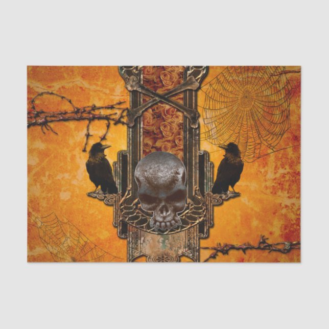 Papel De Seda Crânios e corvos incríveis (Frente )