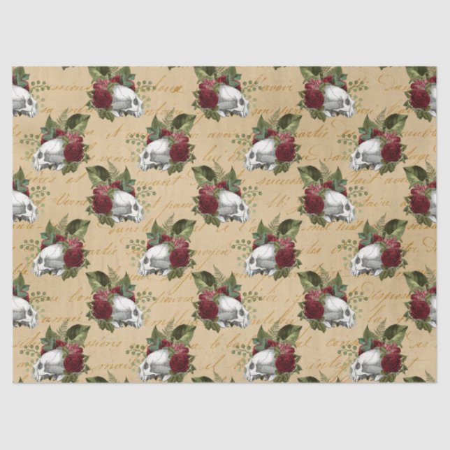 Papel De Seda crânios e flores legal (Frente )