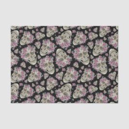 Papel De Seda Cranios Florais Rosas Mariposas Noite das Bruxas