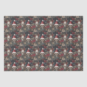 Papel De Seda Crânios góticos e alegres no Natal de Santa Hats