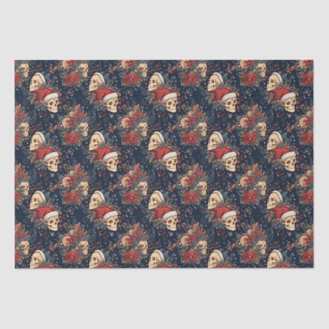 Papel De Seda Crânios góticos no Natal do Papai Noel (Frente )