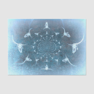 Papel De Seda Cravo Craniano de Touro com Textura Azul Rústica O