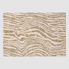 Papel De Seda Cream Dourado Faux Glitter Zebra