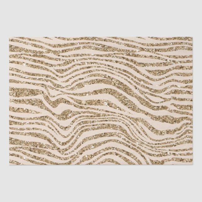 Papel De Seda Cream Dourado Faux Glitter Zebra (Frente )