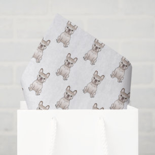 Papel De Seda Cream Frenchie Cartoon Dog Patterno