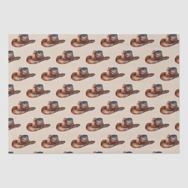 Papel De Seda Cream Howdy Cowboy Western Hats (Frente )