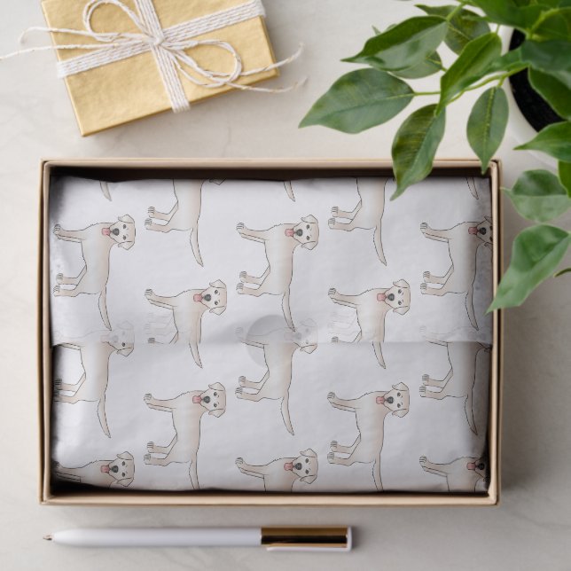 Papel De Seda Cream Labrador Retriever Cartoon Dog Patterno (Presente)