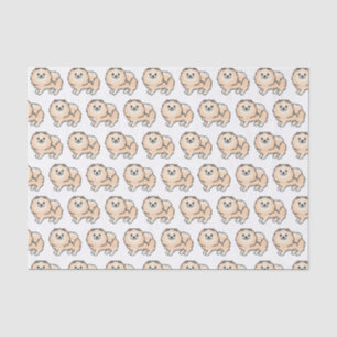 Papel De Seda Cream Pomeraniano - Padrão de Cão de Cartoon Cuto