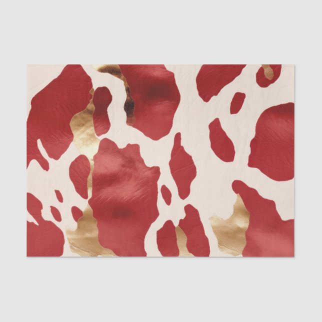 Papel De Seda Cream Red Dourado Western Cowhide Howdy (Frente )