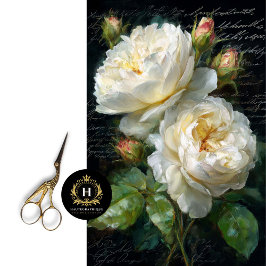 Papel De Seda Cream Rosa Bloom Decoupage