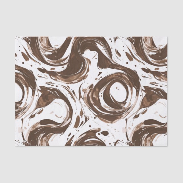 Papel De Seda Creamy Brown Chocolate Swirls Aniversário (Frente )