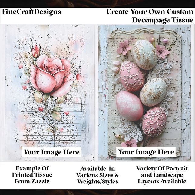 Papel De Seda Create Your Own Custom 2 Photo Portrait Decoupage (Criador carregado)