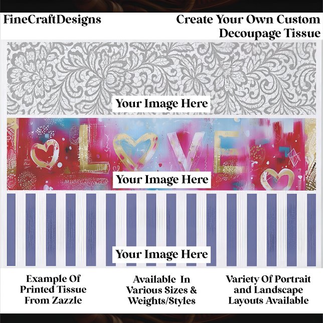 Papel De Seda Create Your Own Custom 3 Photo Landscape Decoupage (Criador carregado)
