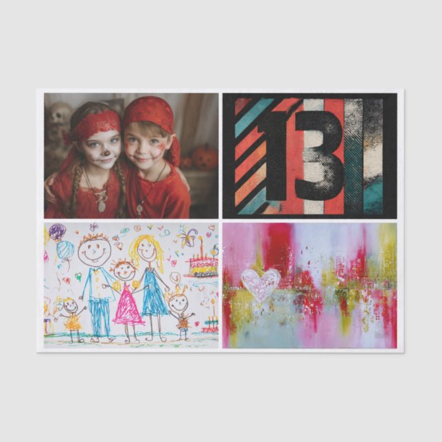 Papel De Seda Create Your Own Custom 4 Photo Landscape Decoupage (Frente )