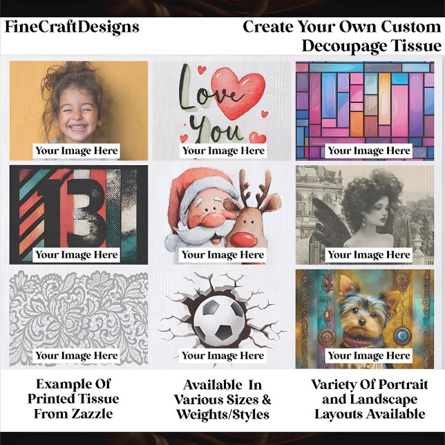 Papel De Seda Create Your Own Custom 9 Photo Landscape Decoupage (Criador carregado)