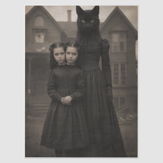 Papel De Seda Creepy Cat Family  (Frente )