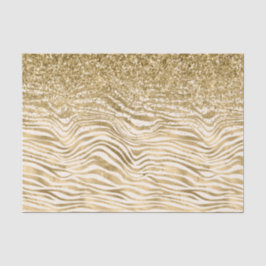 Papel De Seda Creme Dourado Glitzy Impressão Zebra     