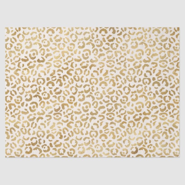 Papel De Seda  Creme Dourado Leopard Print      (Frente )