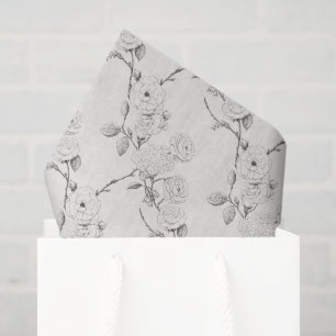 Papel De Seda Creme Flores de Outono Preto Chuveiro de Noiva Ele
