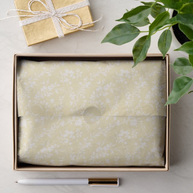 Papel de Seda Creme - Ramalhetes de Primavera Neut (Presente)