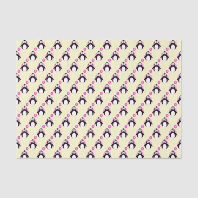 Papel De Seda Creme rosa pinguim de 3 anos (Frente )