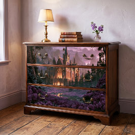 Papel De Seda Crepúsculo Floral Roxo Gótico Decoupage Castelo
