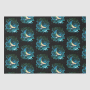 Papel De Seda Crescent Moon Stars Celestial Black Halloween
