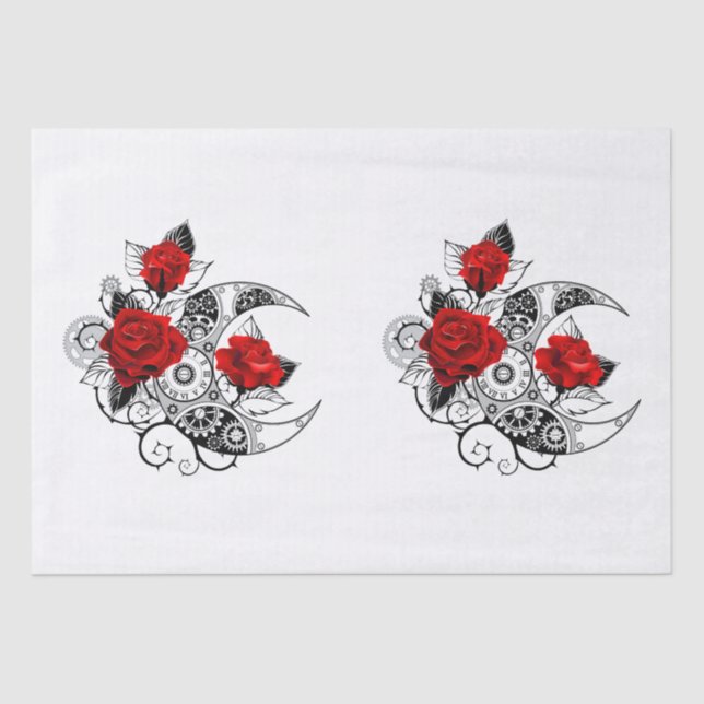 Papel De Seda Crescente Mecânico com Rosas vermelhas (Frente )