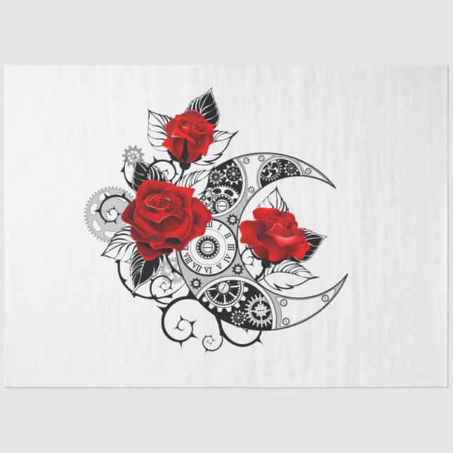 Papel De Seda Crescente Mecânico com Rosas vermelhas (Frente )